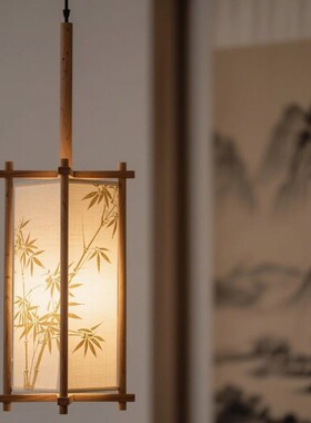宋代美学小吊灯实木复古茶楼餐厅吧台过道玄关书房床头新中式吊灯