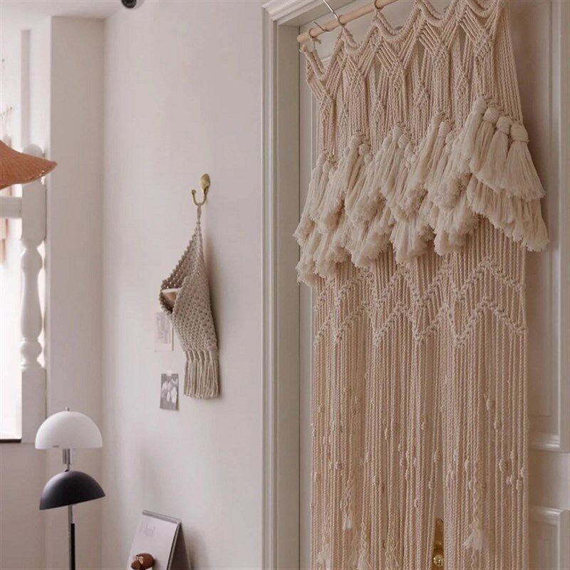 手工棉线编织挂毯门帘隔断半帘装饰电表箱遮挡背景墙壁挂民宿拍照