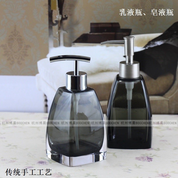 包邮手工玻璃黑水晶吹制彩色皂液瓶洗手液瓶乳液瓶家居客房皂液器