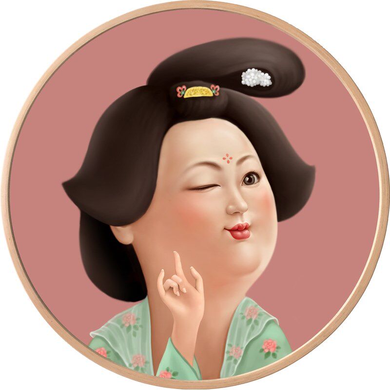 网红国潮挂画中国风趣味仕女装饰画文创玄关壁画墙画搞笑汉服唐朝