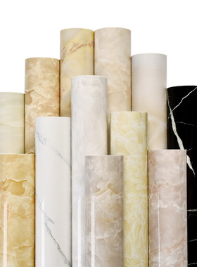 白色特厚仿大理石纹贴纸自粘加厚防烫厨房灶台防水防油防火耐高温