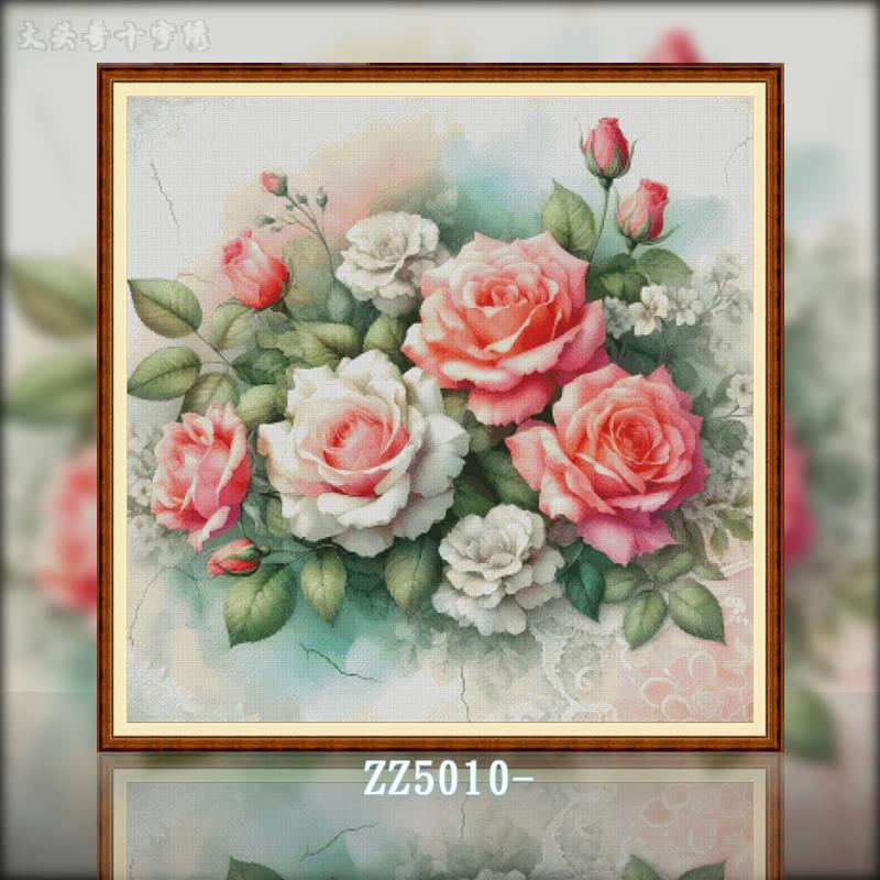 【ZZ5073-红玫瑰白玫瑰】十字绣2025新款线客厅花卉手工欧式卧室