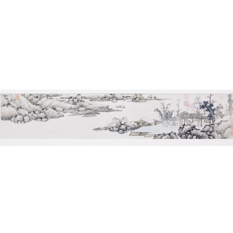 新中式宋画装裱实木喷漆画框沈周山水画留白禅意装饰画玄关留白画
