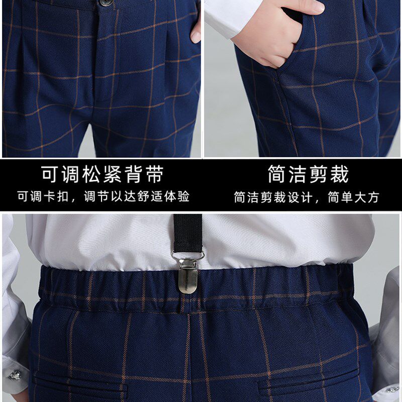 儿童礼服男童合唱演出西装主持人钢琴朗诵套装胖童婚礼马甲春夏装