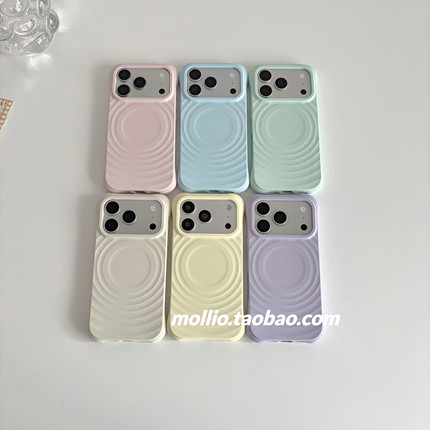 mollio*韩系ins风夏日纯色硅胶一体按键磁吸适用于苹果17promax手机壳iPhone16高级感15简约小众少女心清新