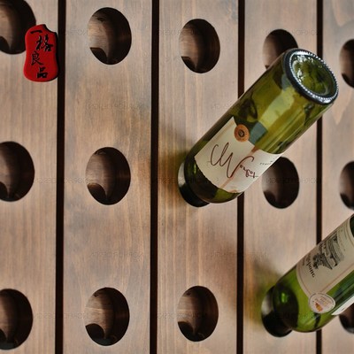 新酒窖酒吧红酒架北欧美式壁挂酒插格调创意实木复古酒架葡萄酒架