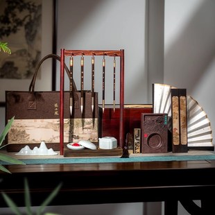 湖颖山野闲云文房礼盒毛笔镇纸砚台墨条徽墨端砚镇尺笔墨纸砚文房