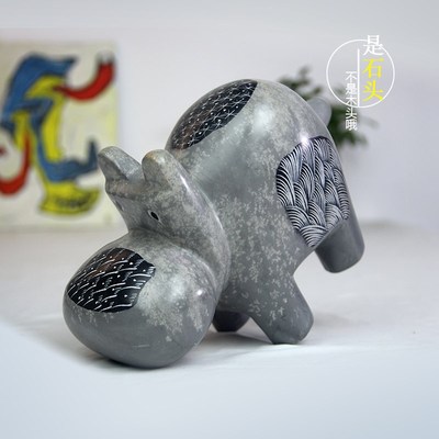 非洲皂石河马大号肯尼亚特产工艺品室内新家装饰品玄关可爱创意礼