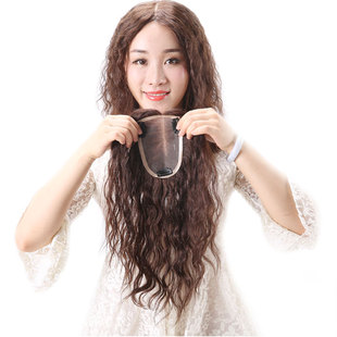 真发假发片卷发头顶补发片蓬松发顶补发块遮盖白发隐形无痕长卷发