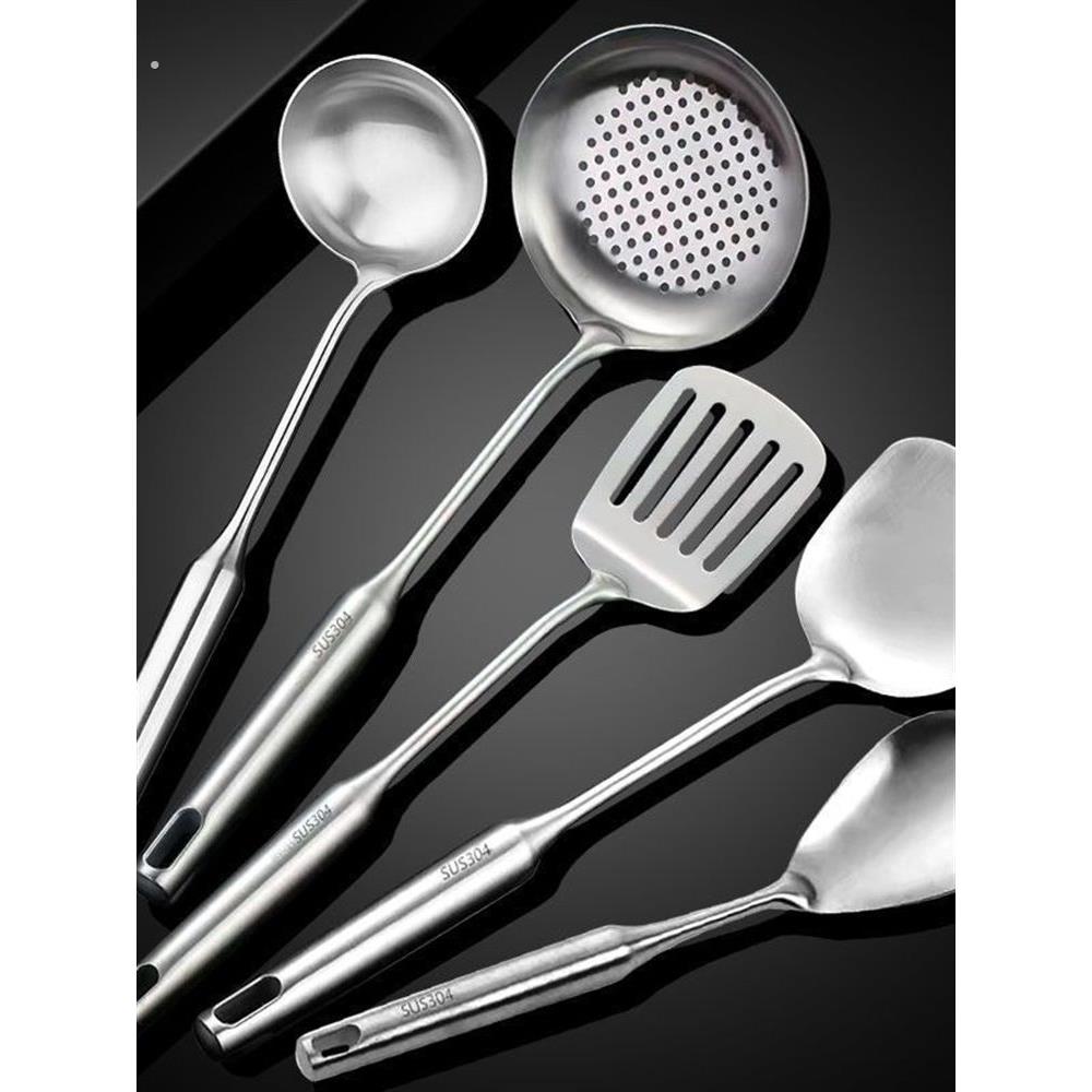 新款不锈钢锅铲汤勺炒菜铲子加厚防烫家用一体成型铲勺厨具套装