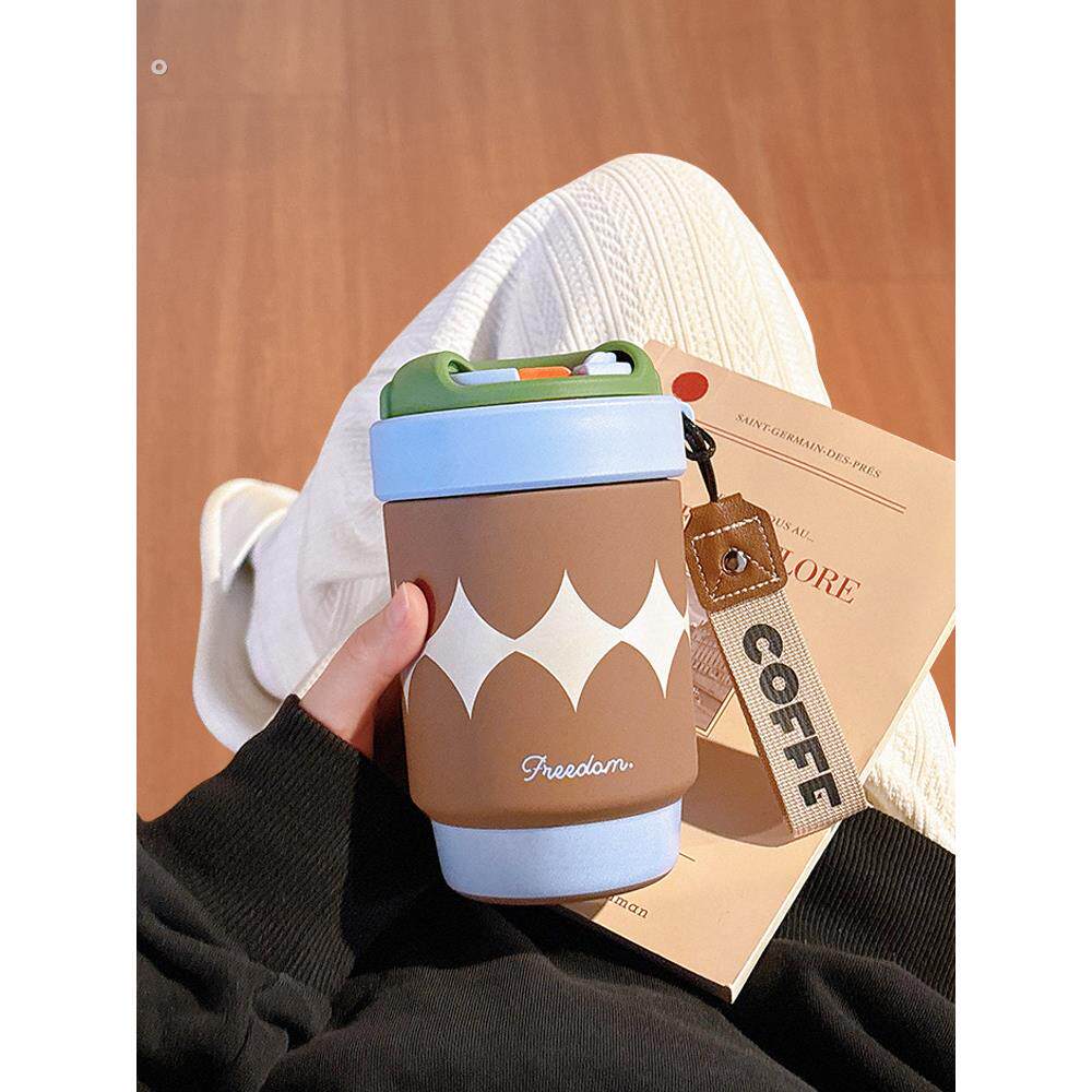 保温杯咖啡杯水杯女新款陶瓷内胆2025高颜值杯子吸管杯便携办公室