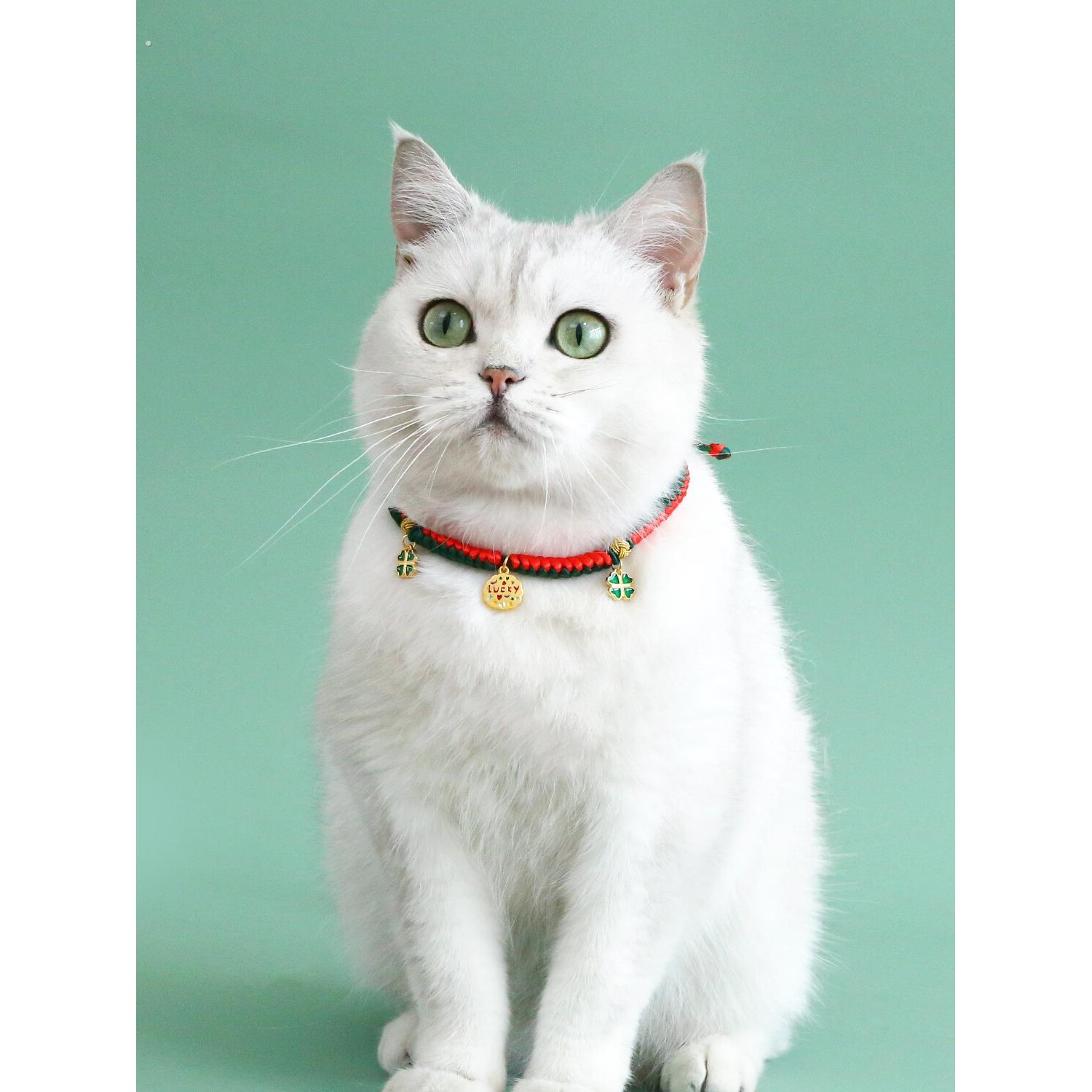 猫猫项圈圣诞节脖圈狗狗铃铛手工编制猫咪颈圈小狗小猫脖子饰品