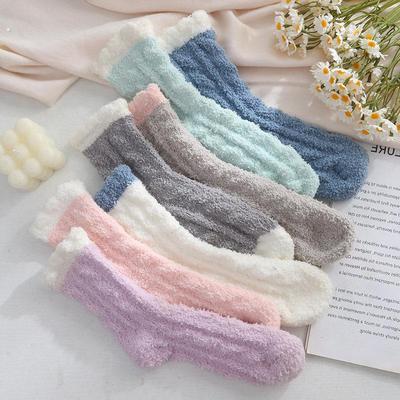 珊瑚绒月子袜子女产后加绒加厚棉袜家居睡眠保暖睡觉地板袜秋冬季