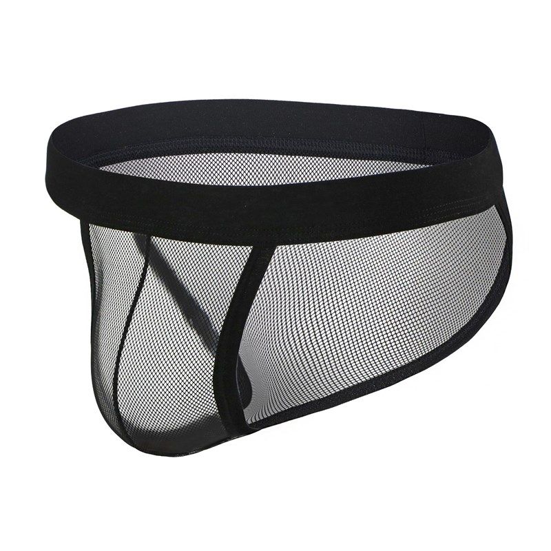 男士锦纶网纱U凸提臀高叉三角裤单层透气网孔提臀轻薄透明比基尼,女士内衣/男士内衣/家居服,男三角内裤,淘宝优惠券,粉丝福利购,淘宝优惠卷