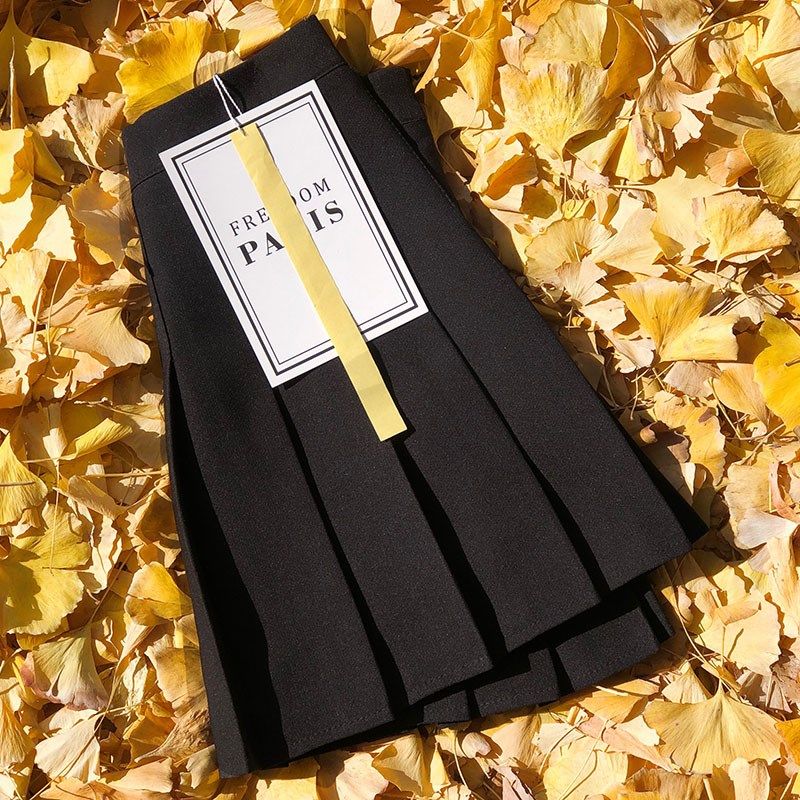 咖啡色百褶裙女半身裙夏高腰a字显瘦大码春秋冬西装料棕色短裙裤