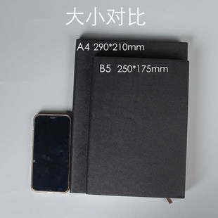 左侧带竖线的记事本b5a4左边分栏笔记本子黑色软面宽格记账本加厚