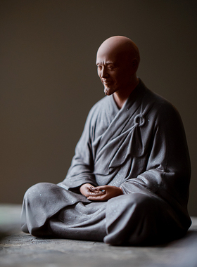 炼器陶瓷弘一法师禅意摆件创意家居客厅茶室茶桌四大高僧装饰摆设