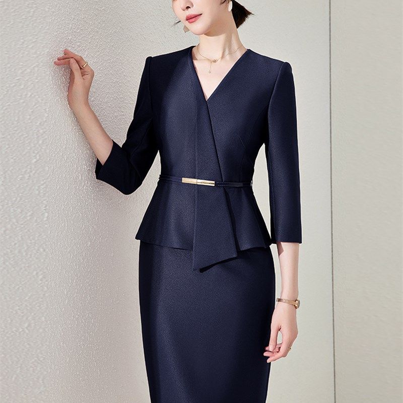 西装连衣裙女春秋季两件套高级感职业装套装裙子气质女神范工作服