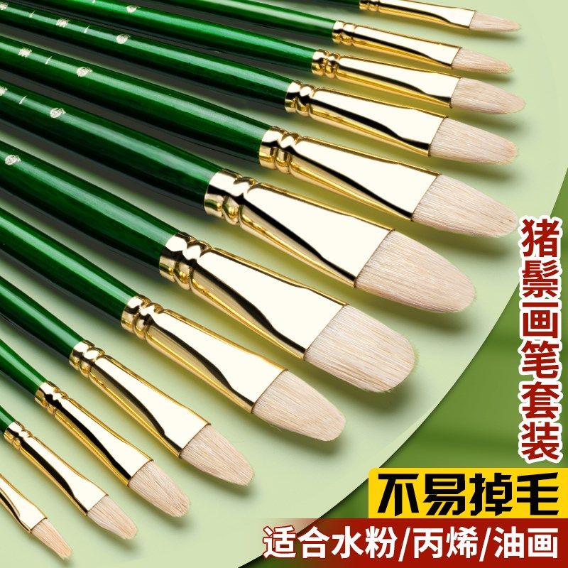 猪鬃油画专用画笔丙烯水粉颜料画笔套装猪鬃硬毛圆头平头鸭舌画画,文具电教/文化用品/商务用品,水粉/水彩/油画专用笔,淘宝优惠券,粉丝福利购,淘宝优惠卷