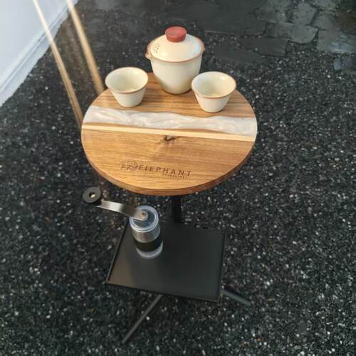 挪威象Elephant胡桃色木桌椅露营野餐折叠桌茶几多功能圆桌升降
