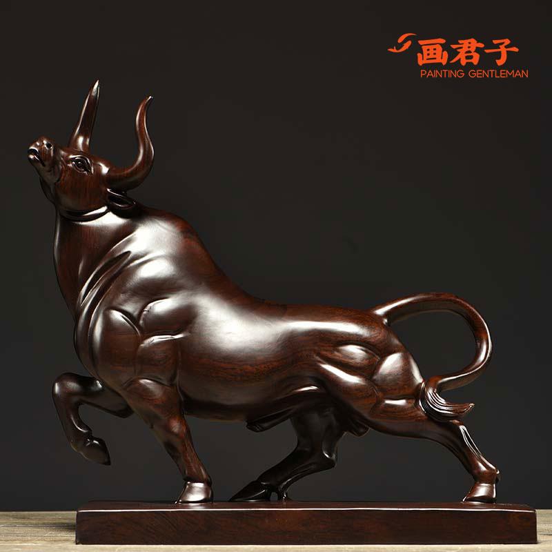 乌木雕刻中国牛饰品生肖牛雕刻红木新家公司开业工艺礼品