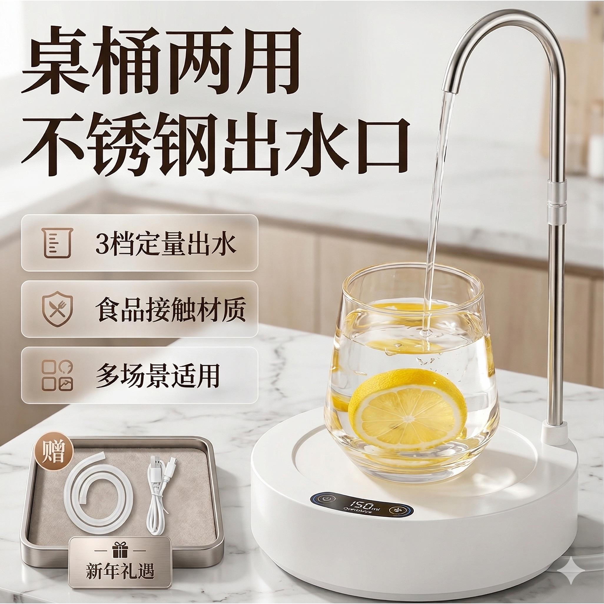 家用电动抽水器充电款桌桶两用式抽水器饮水机台式矿泉水抽水器