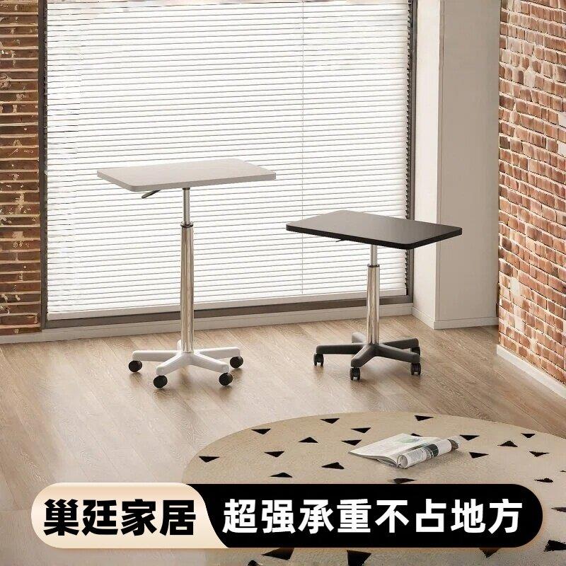 可移动升降桌带滑轮小型床边桌站立式工作台电脑办公书桌讲台