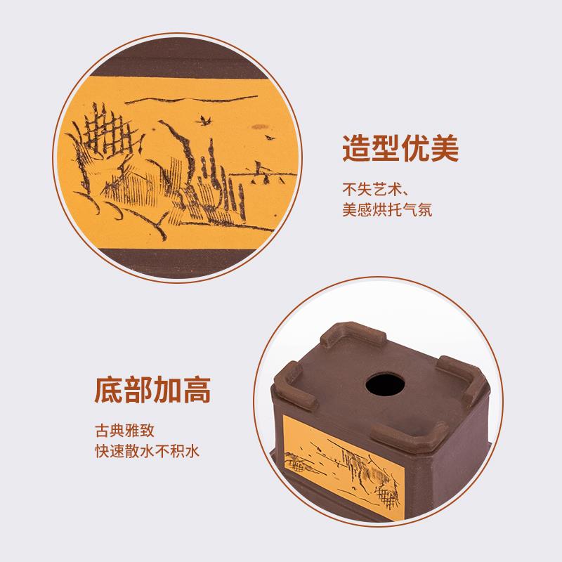 紫砂花盆加深长方形长条盆景特大号家用盆栽阳台种菜盆大花盆透气