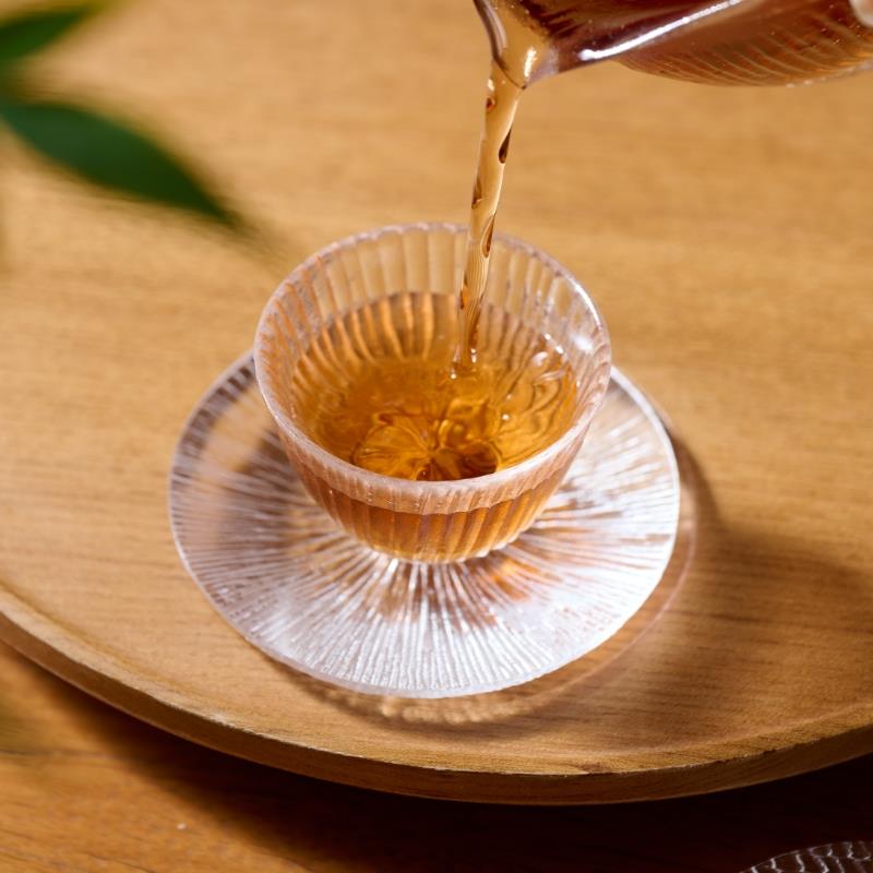 拙鱼冰裂杯托 茶具配件 室内茶席茶杯垫拖 古法琉璃制品精美礼品