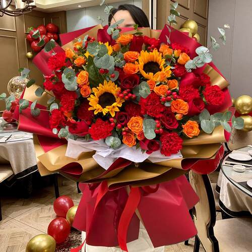 百合康乃馨玫瑰花束鲜花同城速递上海杭州全国配送妈妈长辈生日花