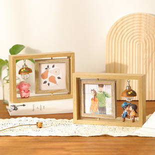 创意双面旋转洗照片做成相框摆台情侣礼物可定制logo 6寸相簿摆件