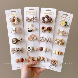 咖色汗毛夹女儿童可爱发夹女童发卡前额侧边碎发刘海夹子女孩头饰