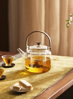 鸣盏玻璃提梁壶家用小型烧水壶泡茶专用煮茶壶泡茶壶茶具MZ8021A