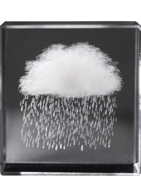 雨摆件治愈系小云立方下雨天水晶球桌面的解压云朵物件女发光礼物
