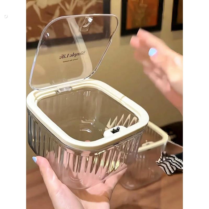 透明压克力桌面上收纳盒带盖子化妆品首饰储物整理盒多功能高级感图片
