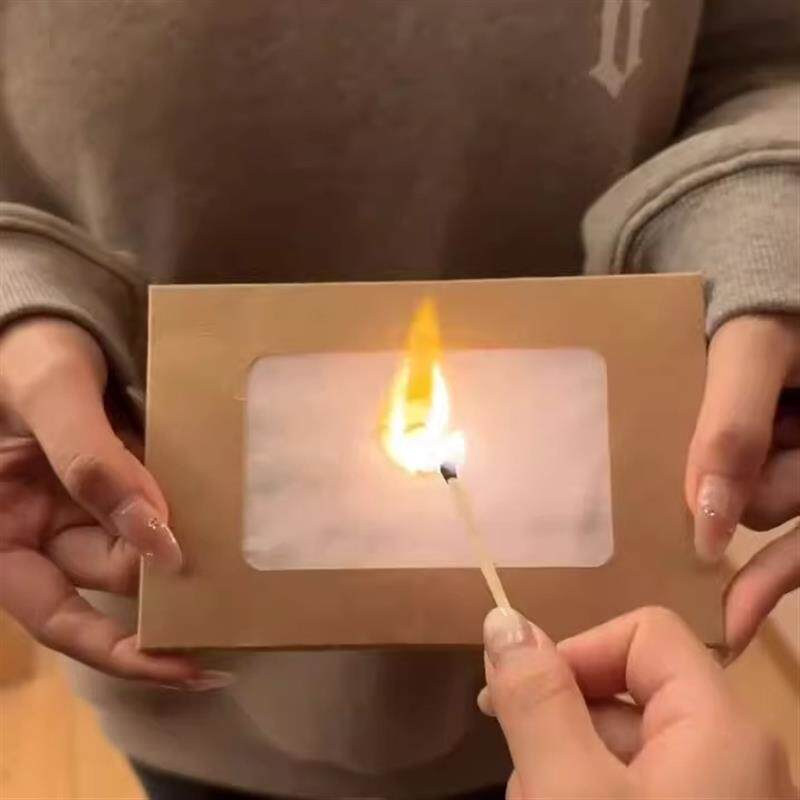 火焰燃烧贺卡生日快乐火烧diy手工火柴祝福信封明信片卡片送朋友