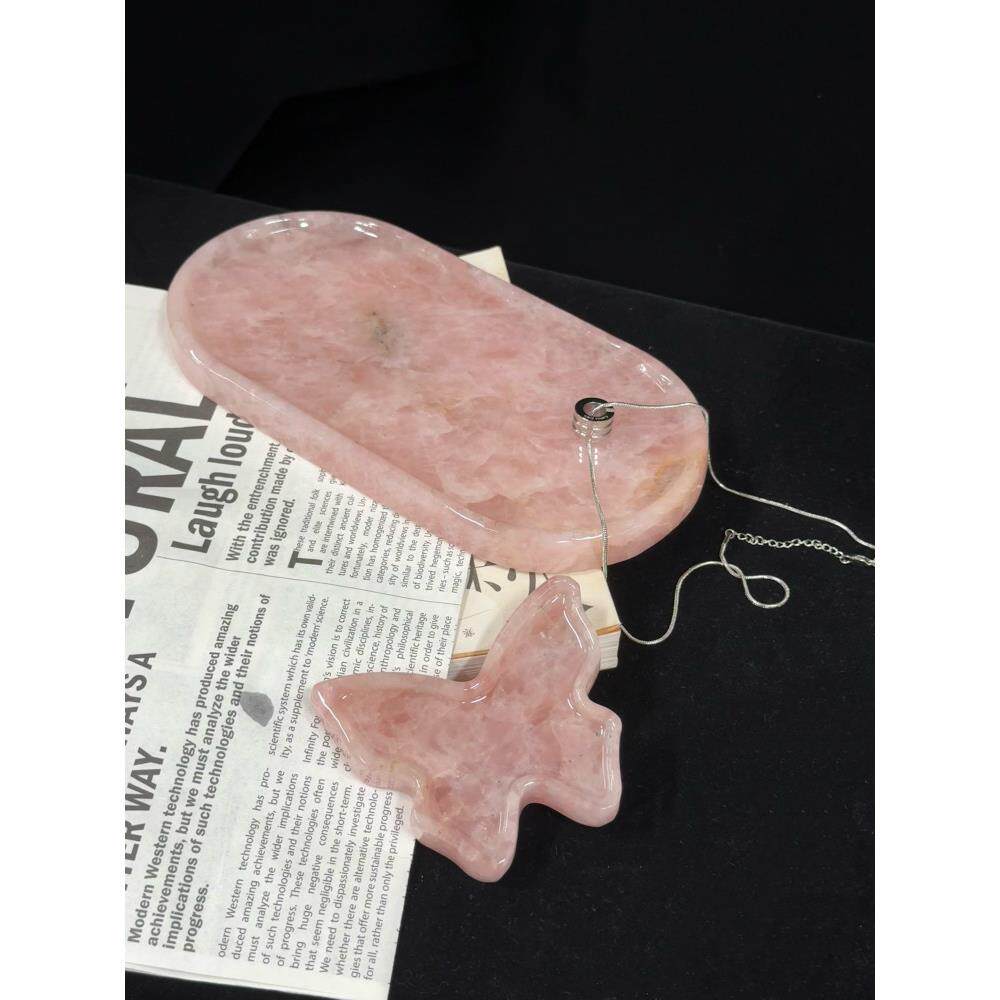 粉红色水晶天然大理石托盘斯堪的纳维亚梳妆台珠宝化妆品存储托盘