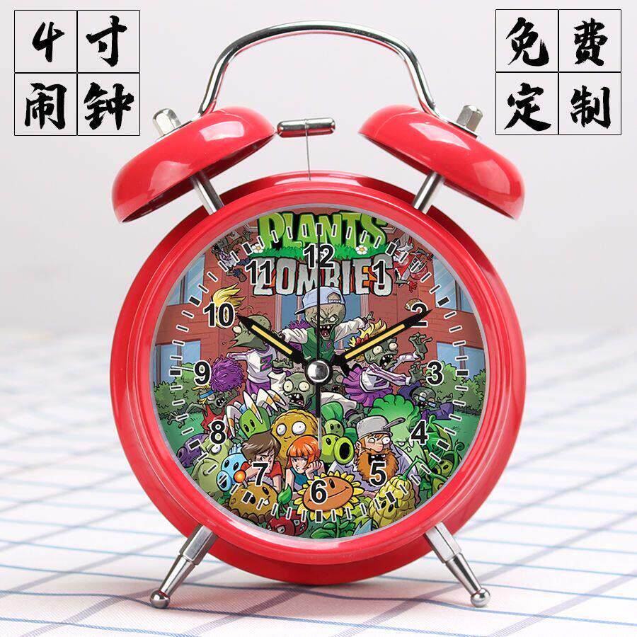 儿童植物大战僵尸简约创意礼物表小闹钟大声夜光学生静音打铃金属