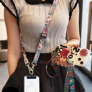 高端挂绳复古图腾斜挎背带长款可背可调节防丢手机壳手机挂脖绳子