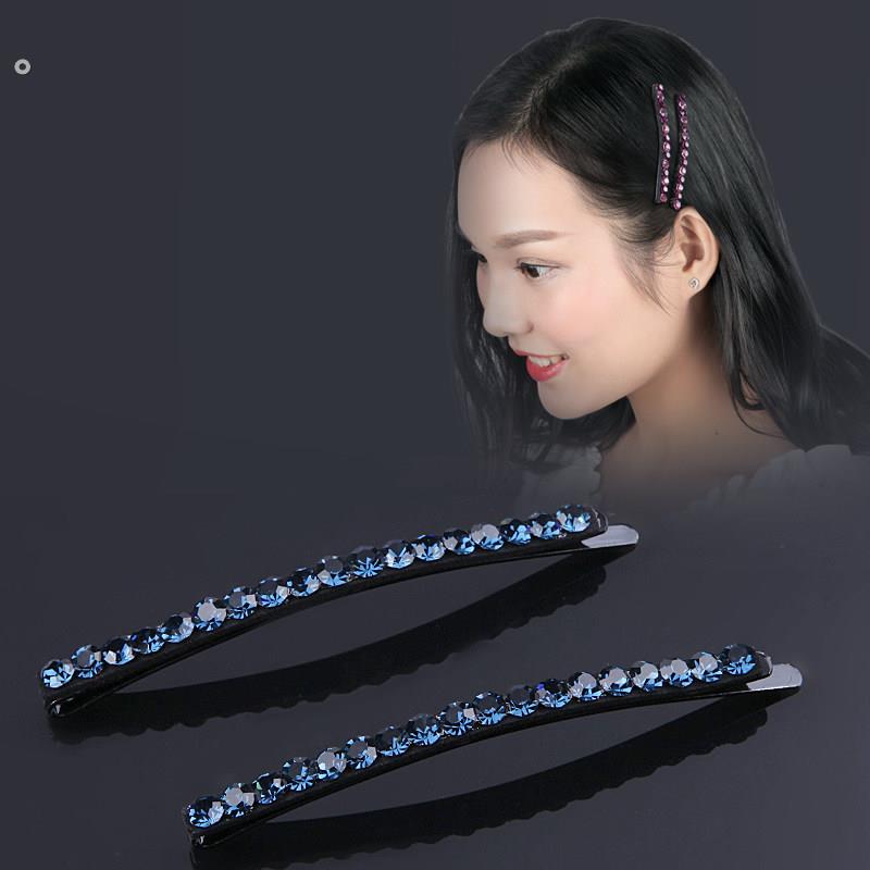 韩国莱茵石成人发带侧夹优雅对夹简单的发饰刘海夹黑钻石一个字发