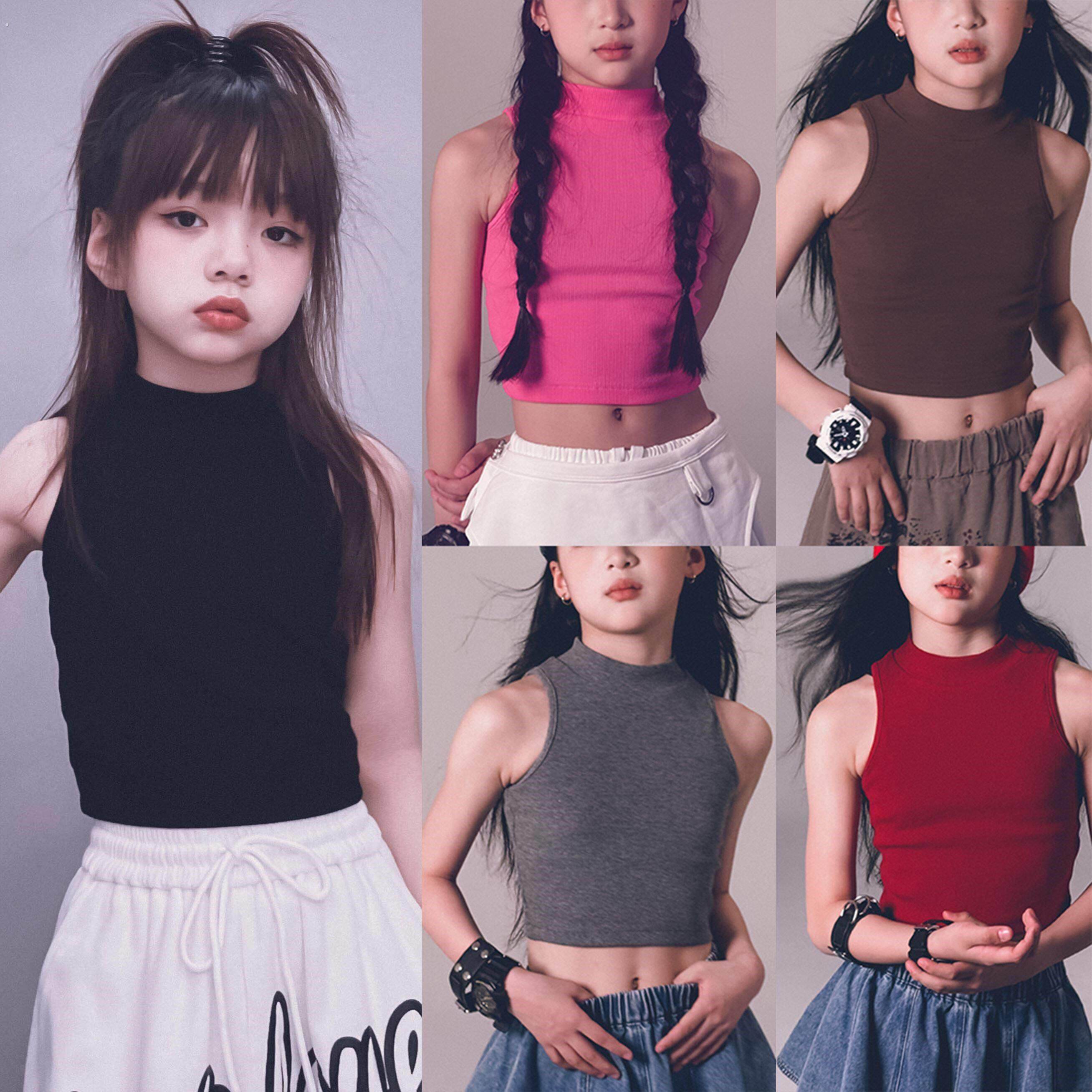 女童宝宝纯棉背心无袖吊带高腰爵士舞表演出练功服亲子款