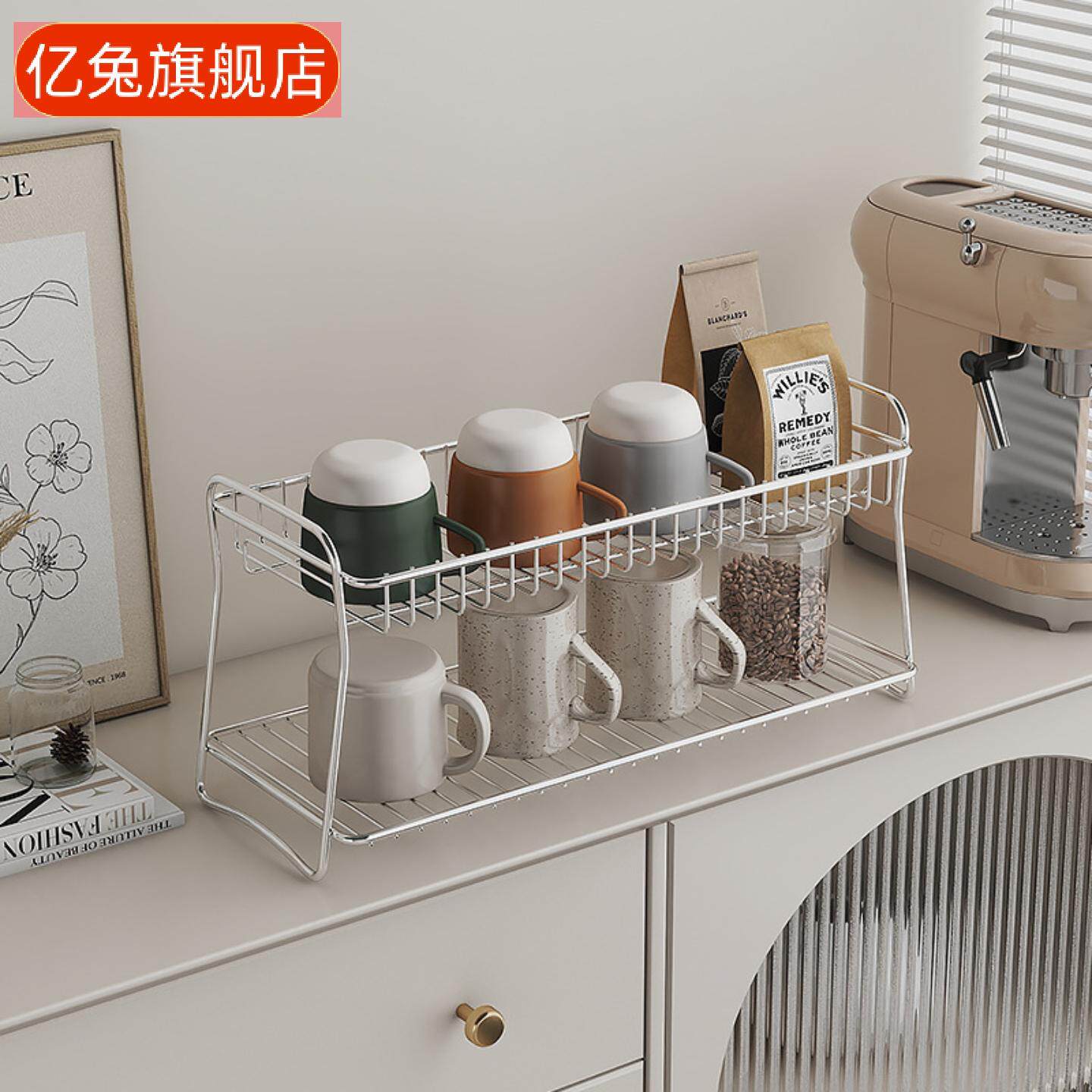 厨房不锈钢置物架调料杯子收纳架多层台面落地整理沥水收纳架