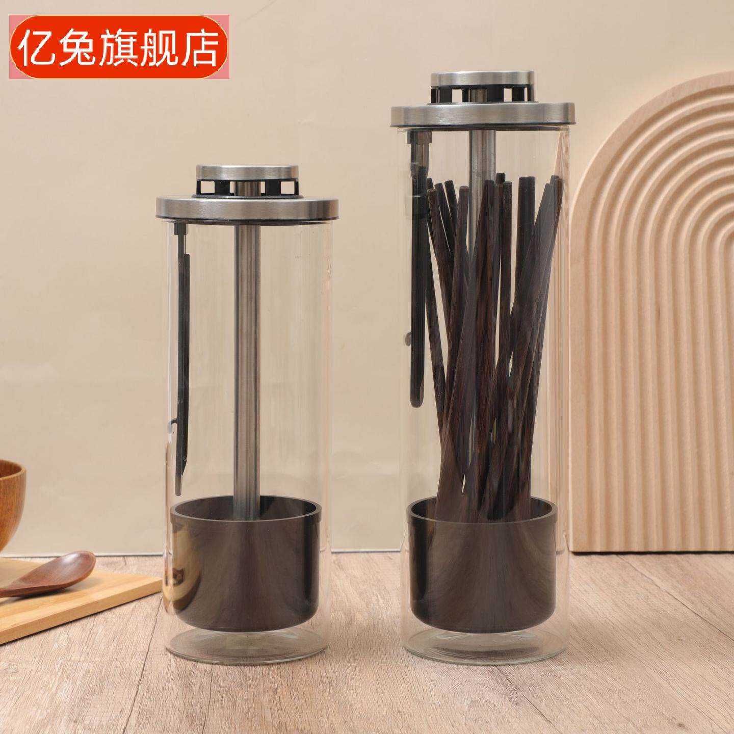 高硼硅玻璃筷子筒沥水带盖厨房含