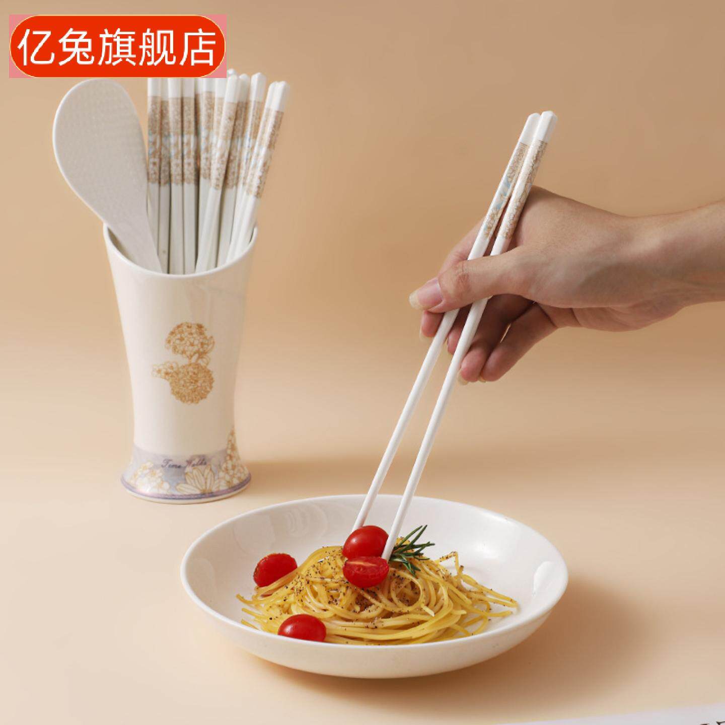 时光漫步青枝绿叶陶瓷筷勺套装