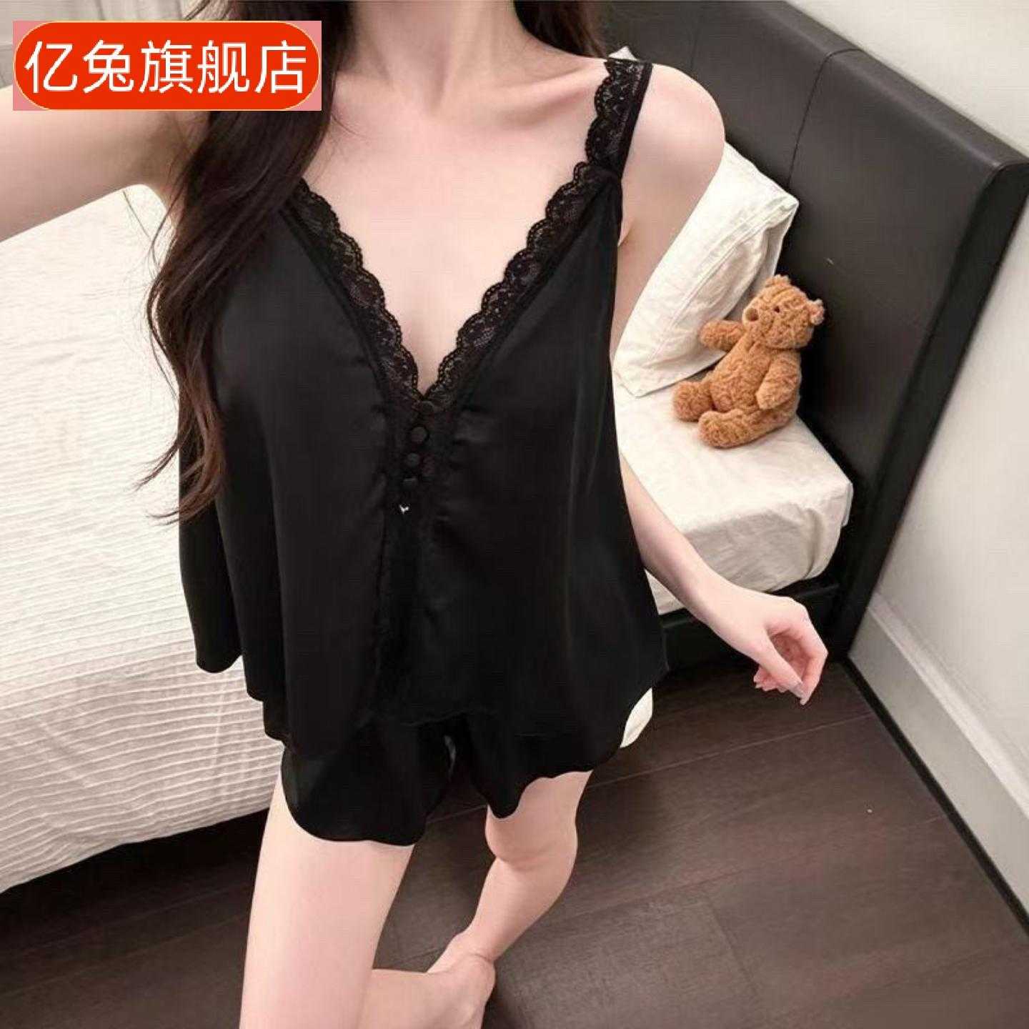 新款女式吊带短裤蕾丝花边家居