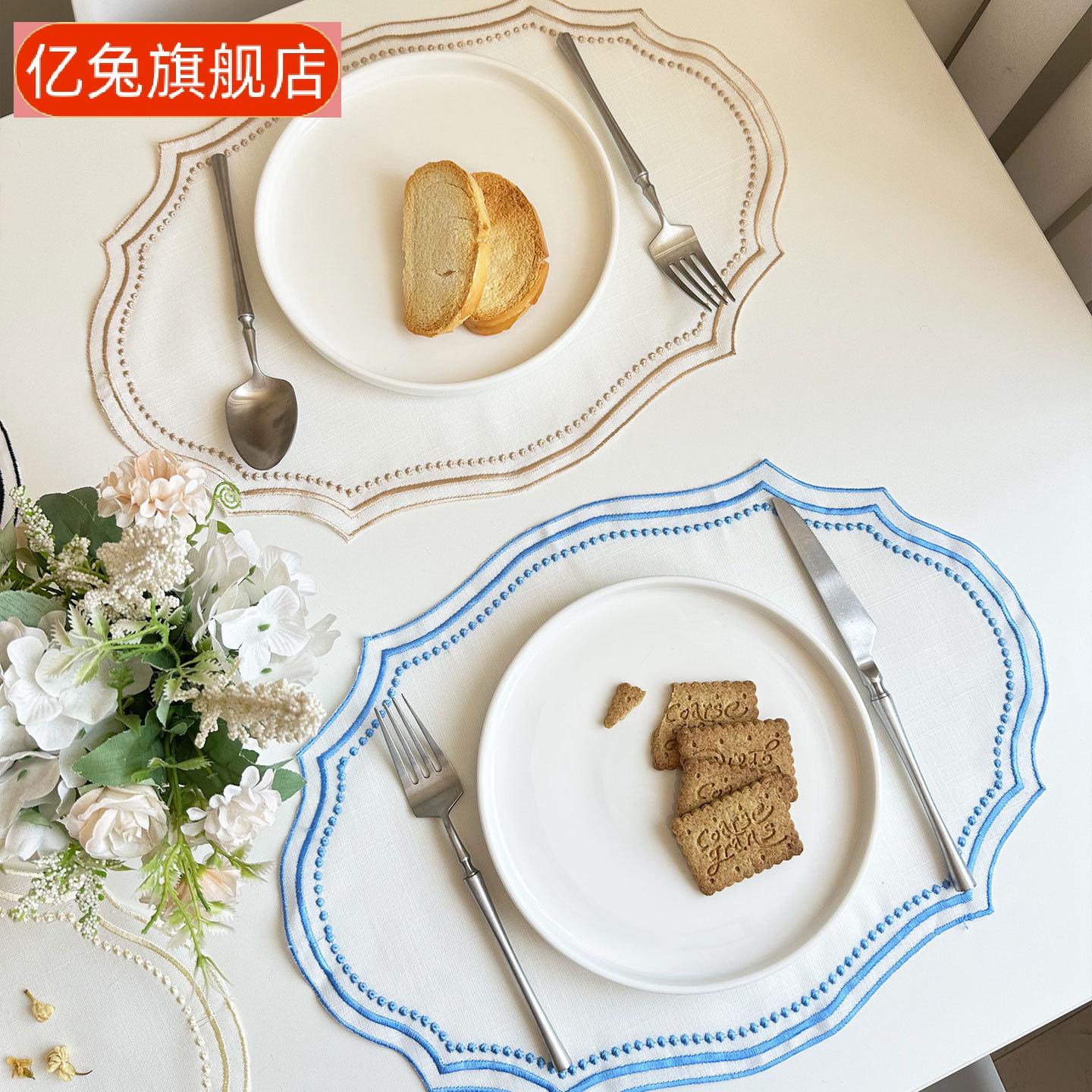 复古绣花布餐垫法式花边装饰垫可
