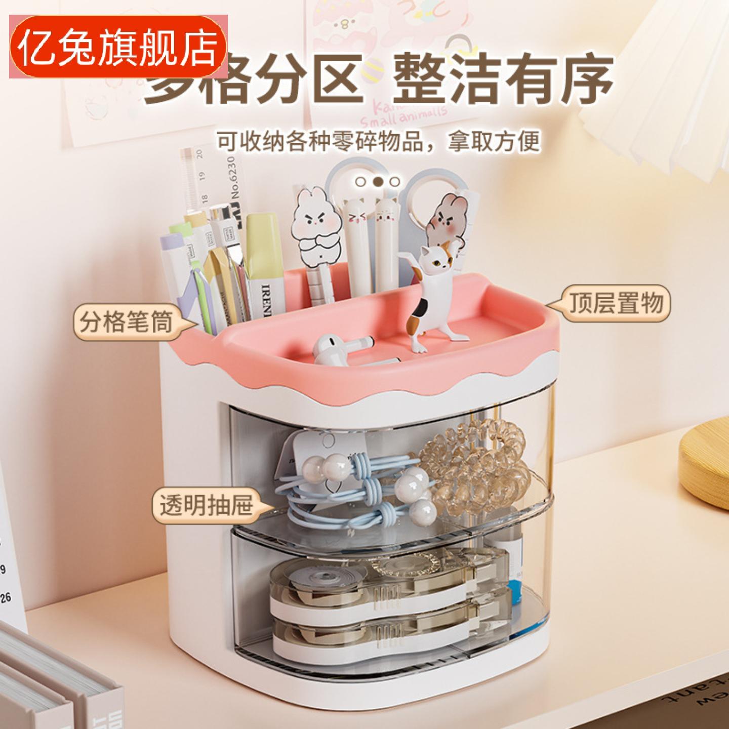 桌面创意卡通透明笔筒｜学生书桌
