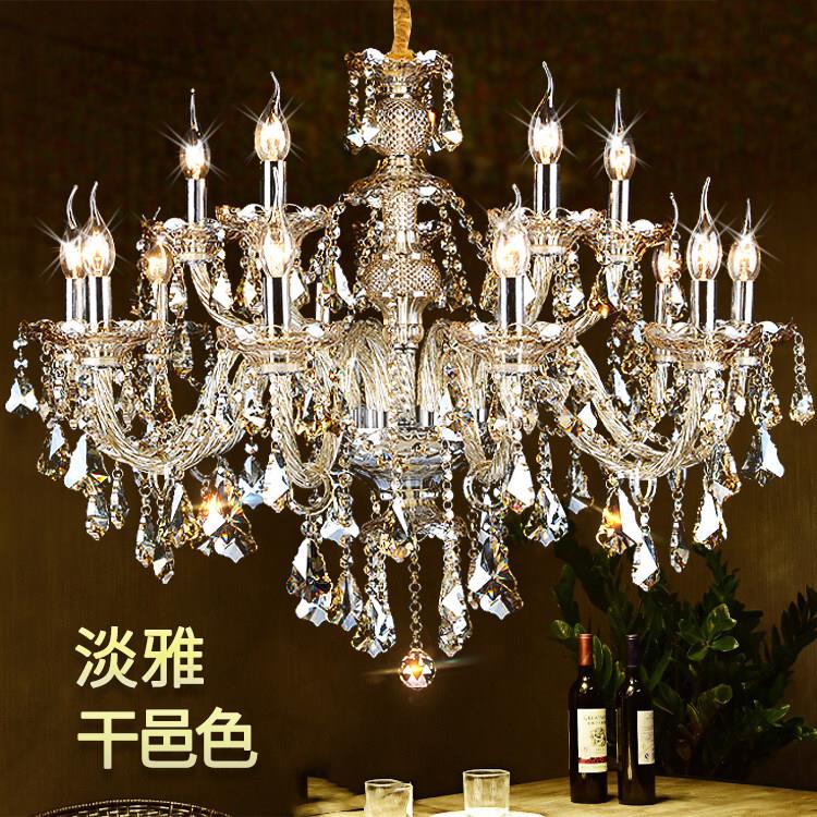 欧式水晶吊灯客厅灯奢华大气led水晶灯现代简约双层15头蜡烛灯具