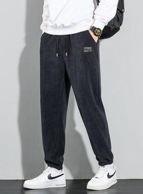 木火服装休闲裤垂感免烫长裤秋冬卫裤男士加绒加厚大码裤子春秋款