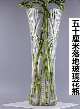 特大号花瓶玻璃透明大口径高50插花大号客厅摆件水培富贵竹落地
